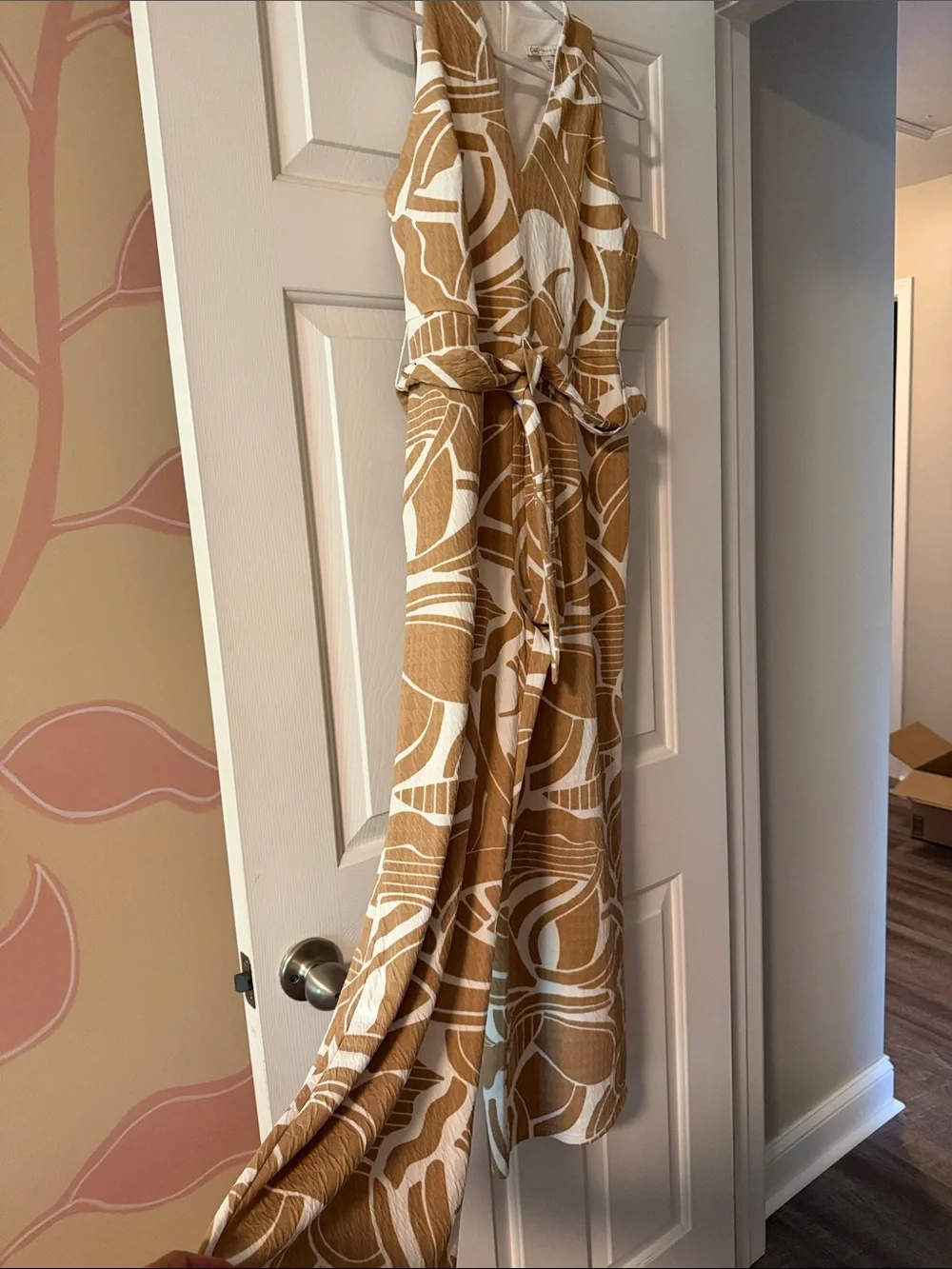 Cato Tan and White Abstract Print Jumpsuit